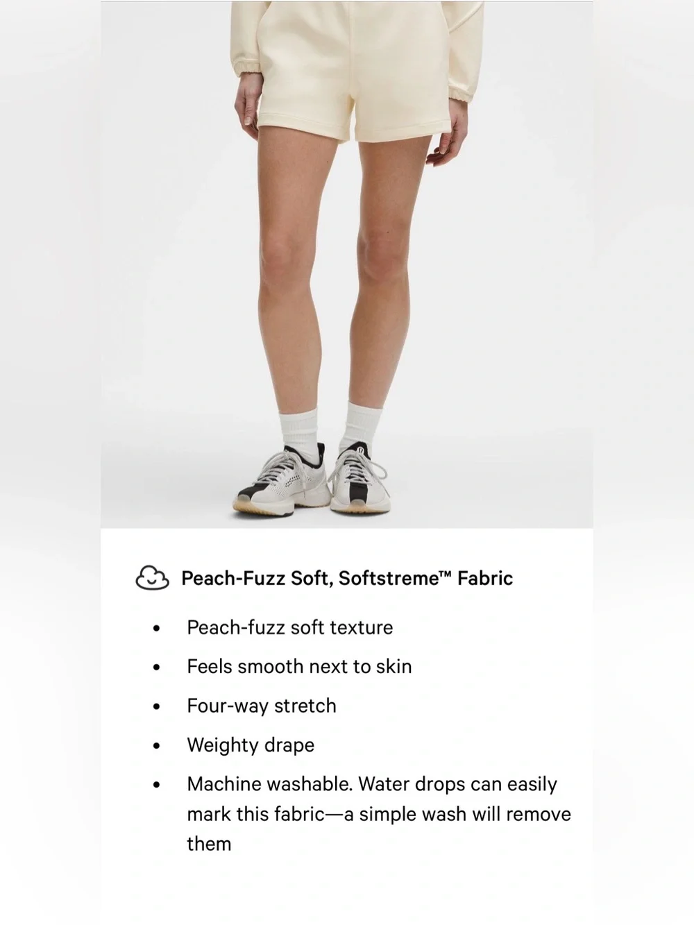 Lululemon Softstreme Bone High Rise Shorts 4”